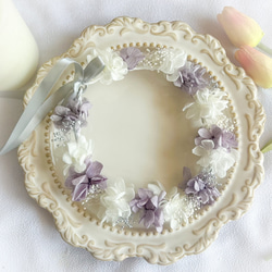 【送料無料】ベビー　キッズ　花冠　~lavendersilver~  花かんむり　はなかんむり　結婚式　子供用　誕生日 6枚目の画像