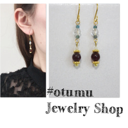 天然石オパール・十字架ピアス/イヤリング ピアス（フック