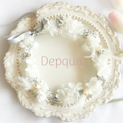 【送料無料】ベビー　キッズ　花冠　~platinum white~  花かんむり　はなかんむり　結婚式　子供用　誕生日 5枚目の画像