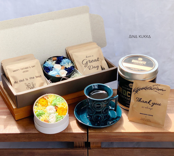 母の日・父の日[Flower & Coffee SET]]BoxS/メッセージドリップバック 1枚目の画像