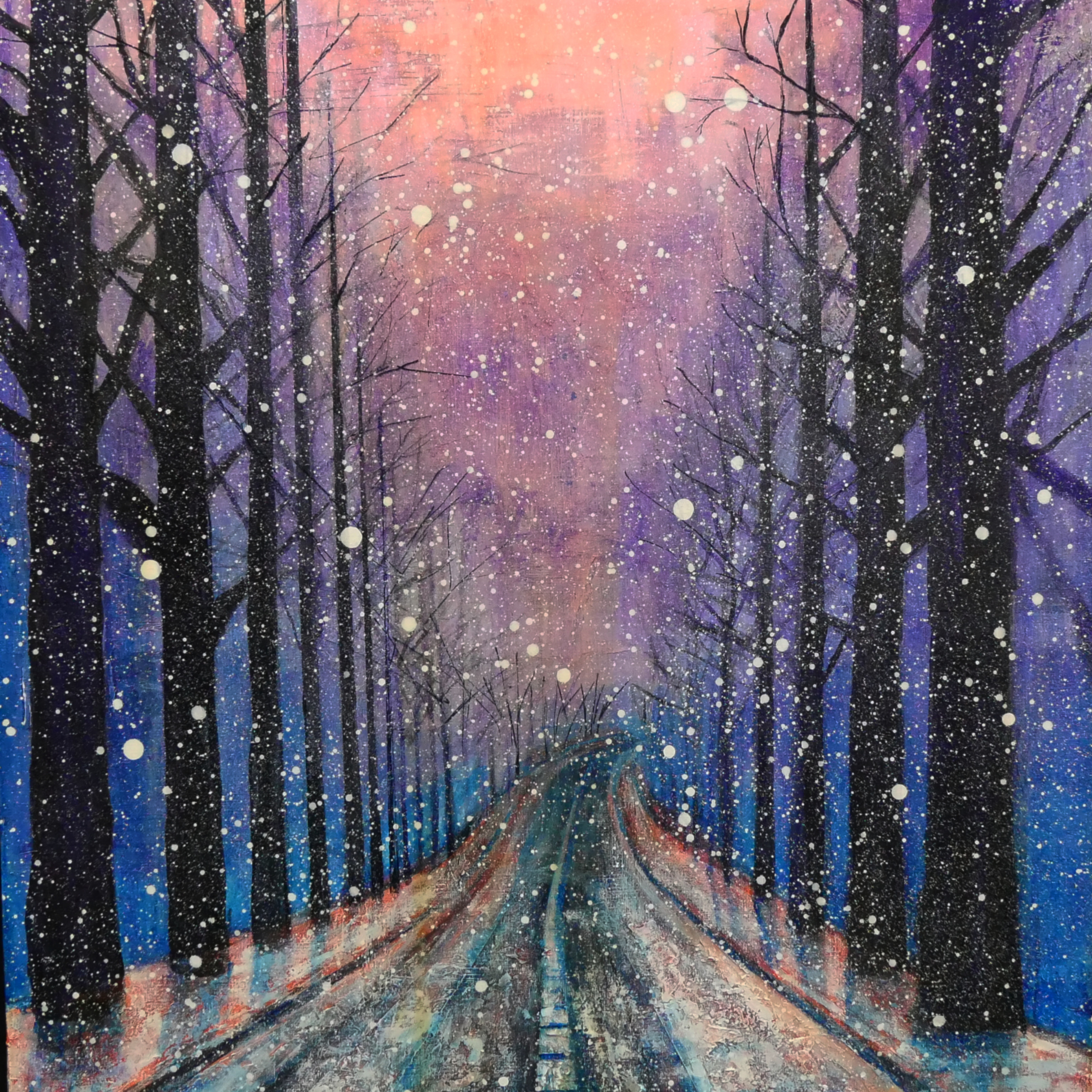 油絵 絵画 【吹雪の森】 油彩