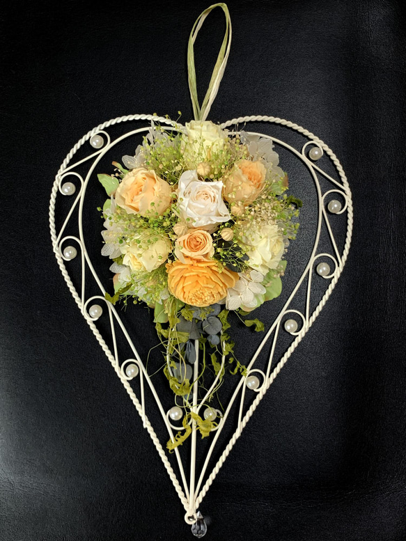 ハート型リース ローズアレンジ 【プリザーブドフラワー】【オーダー品】 2枚目の画像