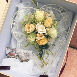 ハート型リース ローズアレンジ 【プリザーブドフラワー】【オーダー品】 1枚目の画像