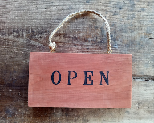 クラシック木製看板 OPEN CLOSED 吊り下げ ローシェンナオレンジ