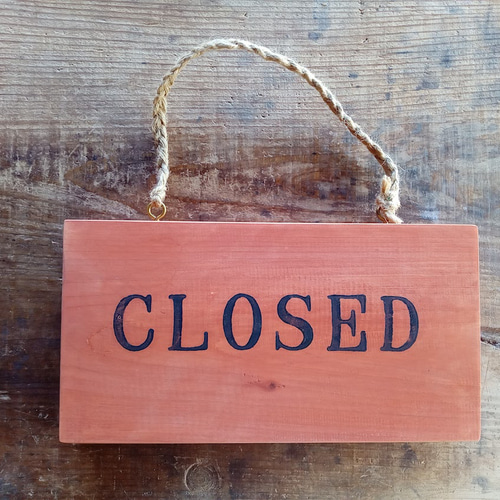 クラシック木製看板 OPEN CLOSED 吊り下げ ローシェンナオレンジ