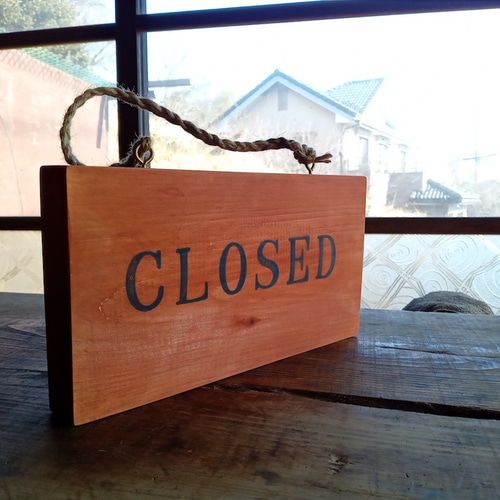 クラシック木製看板 OPEN CLOSED 吊り下げ mixカラー / 自然塗装