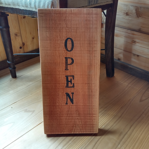 クラシック木製看板 OPEN CLOSED 立て掛け ローシェンナオレンジ