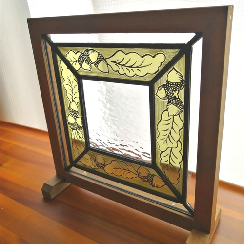 【大型】昭和レトロ 84cm×81㎝ ステンドグラス アンテーク パネル 大型 ヴィンテージ ステンドグラス アンティークパネル 84.5×81 大型