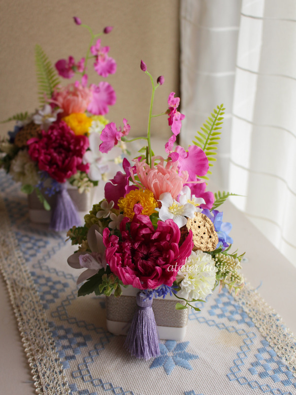 再販　優花（ゆうか）プリザーブドフラワーのお供え花　気温の高くなるこの時期にお仏壇を彩るアレンジメント 5枚目の画像