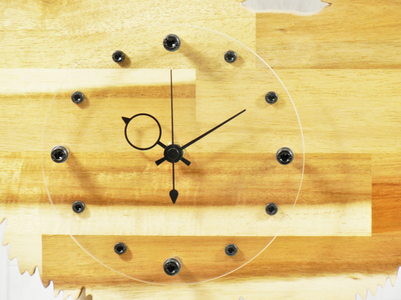 犬形時計　パピヨン【木製（アカシア集成材）】（掛け時計） 15枚目の画像