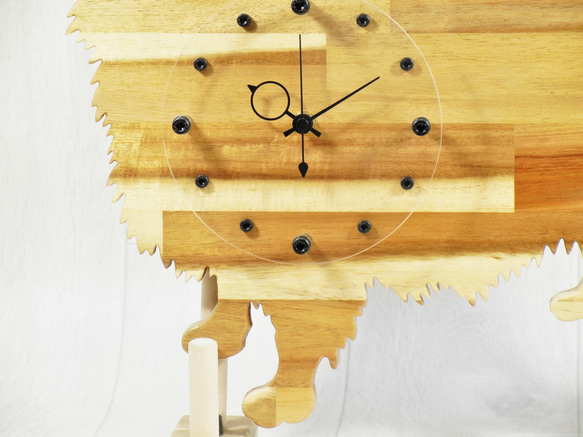 犬形時計　パピヨン【木製（アカシア集成材）】（掛け時計） 3枚目の画像