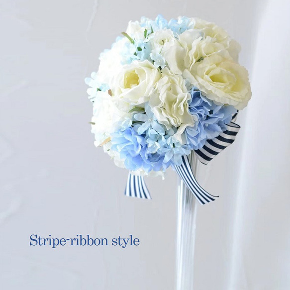 手作りキット ブーケ ウェディング ウェディングブーケ キット 造花 ラウンドブーケ キット ブルー 青  結婚式 7枚目の画像