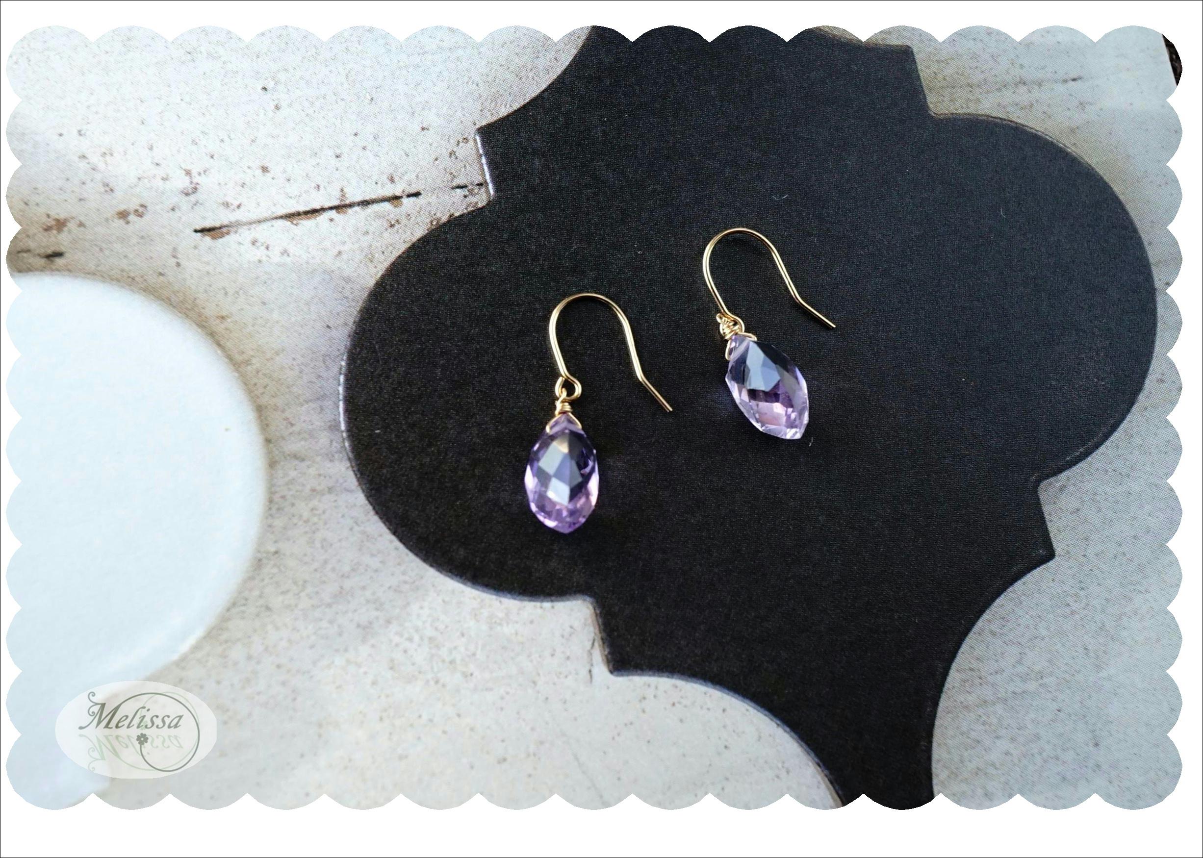 アメシストの18金イエローゴールドピアス