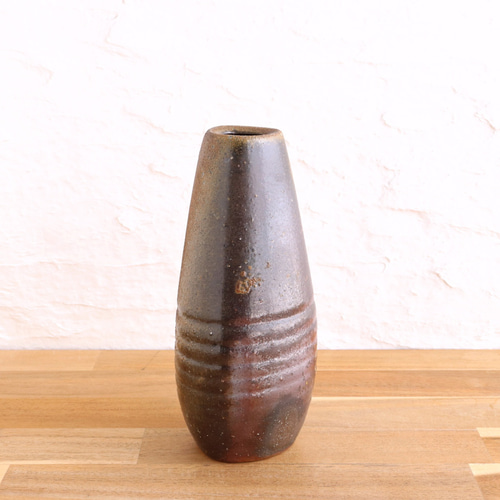 明治大正期 備前焼 傘徳利 合箱合布 松模様 一輪挿し花入 花器 フラワーベース 茶道具 花入れ 置用 備前焼き 緋襷徳利 ひだすき 伊勢崎競作 備前焼