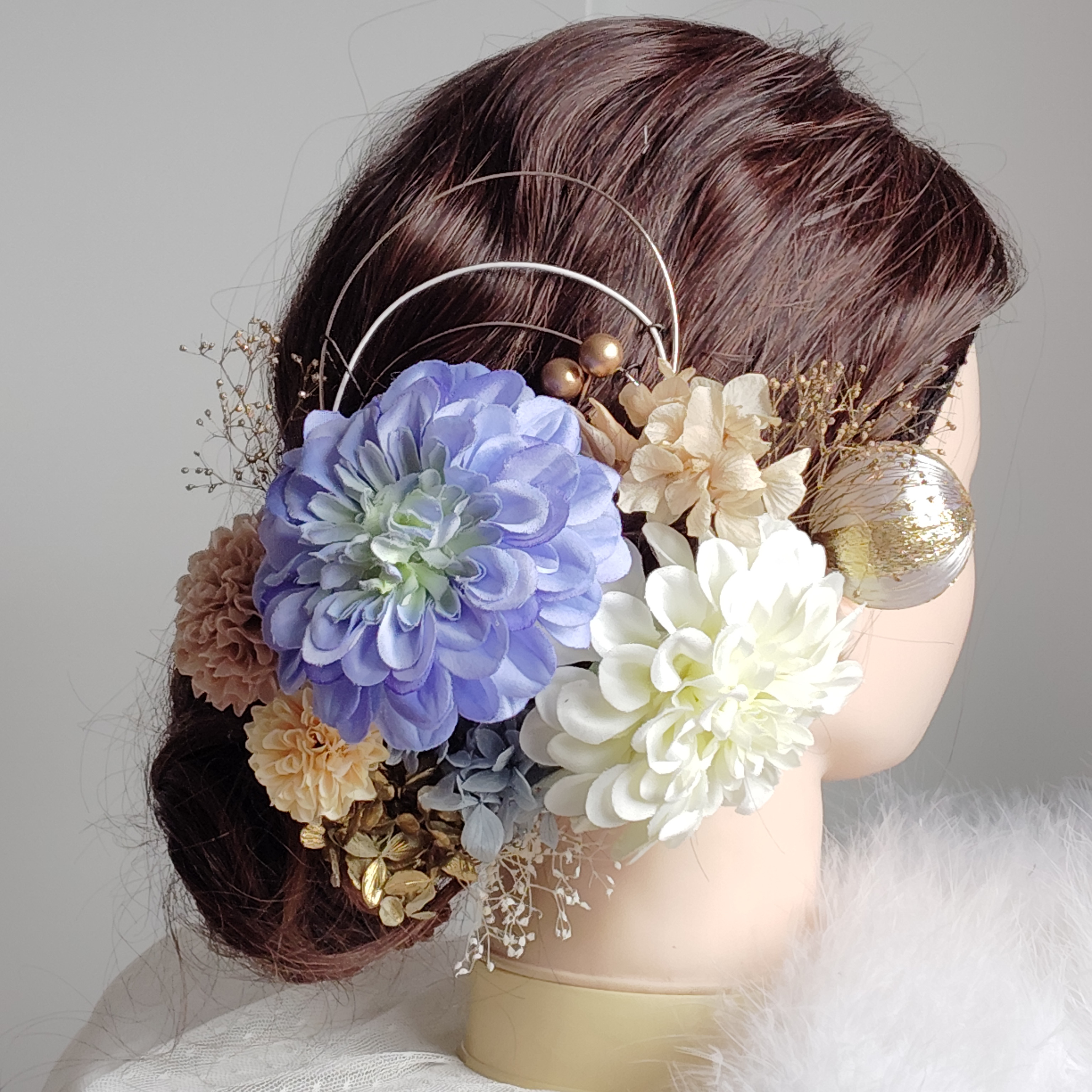 琉花＿＿紅型（びんがた）振袖の髪飾り　卒業式　成人式 　結婚式　髪飾り 　色打掛　振袖　着物　袴　和装　前撮り