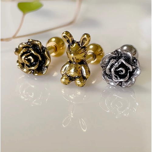 ウサギ ボディピアス ボディピアス アンティークゴールド 14G 16G 18G