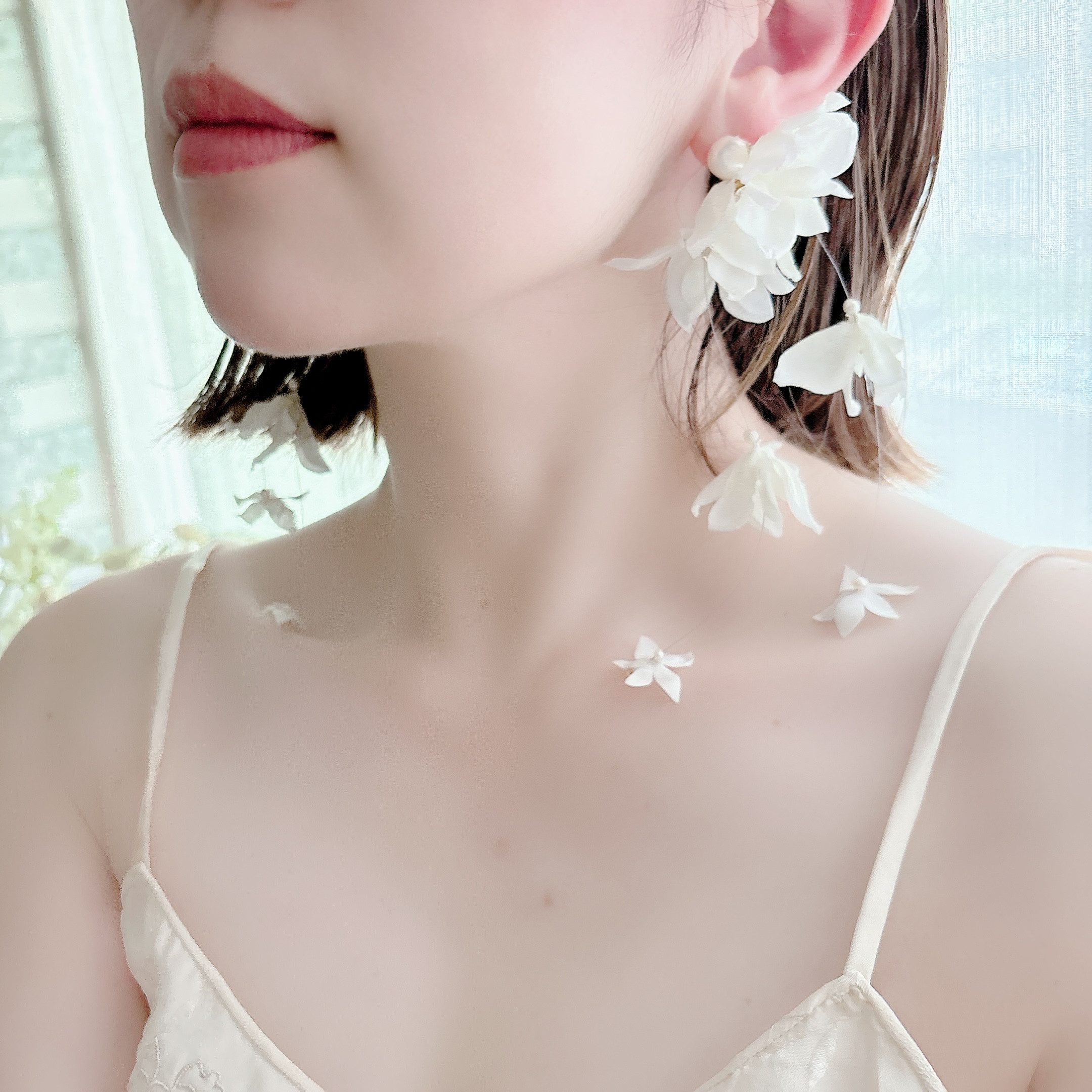 NEW 布花の耳飾り《咲華》