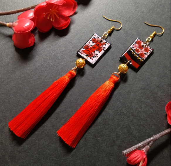 ☆❤️ ピアス水引桜イヤリング和装タッセル着物
