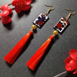 梅結びとタッセルのピアス(イヤリング)(色オーダー可)【水引【成人式