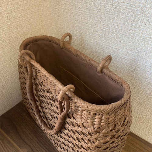 山葡萄 山葡萄籠バッグ 手作り 山葡萄かごバッグ 二重編み 内布