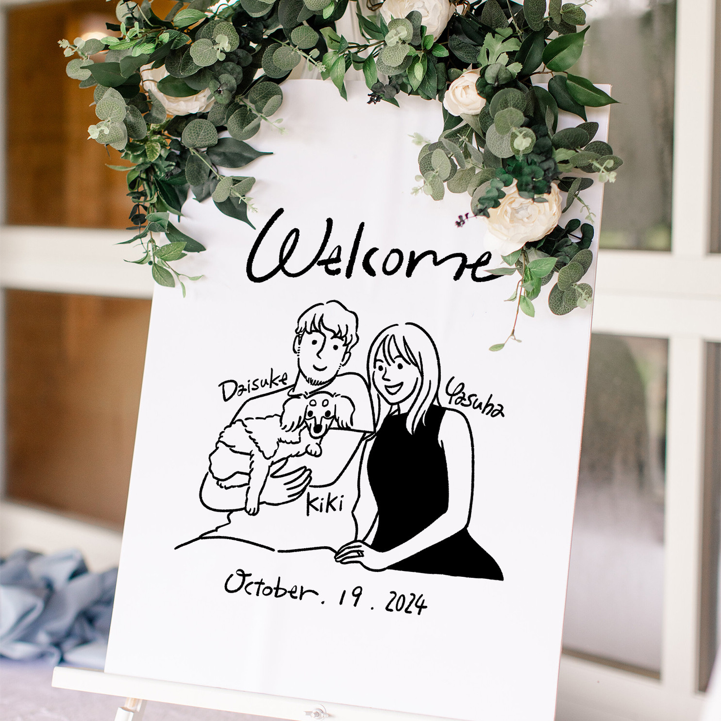 似顔絵ウェルカムボード │ 結婚祝い おしゃれ似顔絵 POPEYE カップル似顔絵