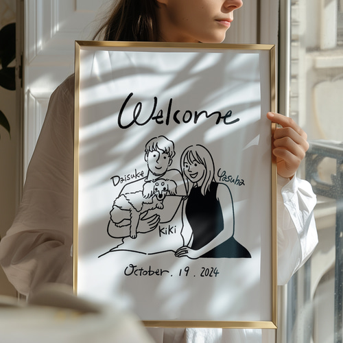 似顔絵ウェルカムボード │ 結婚祝い おしゃれ似顔絵 POPEYE カップル