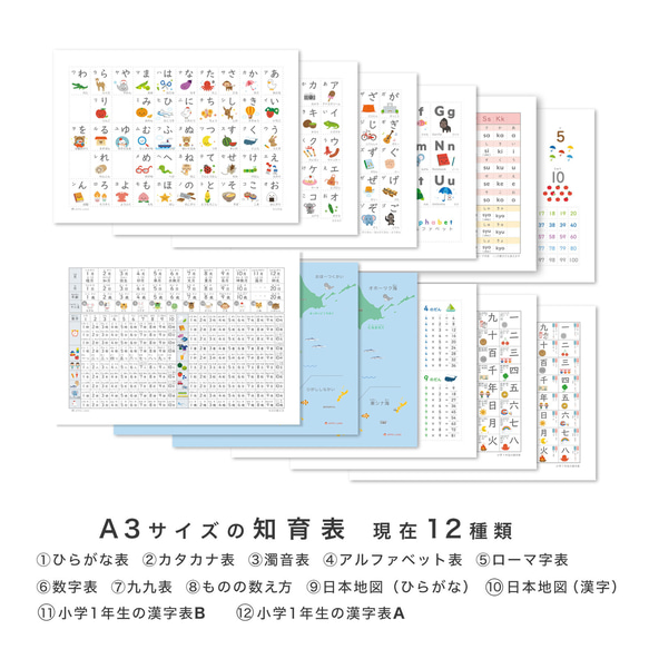A3-ひらがな表】あいうえお表 A3サイズ「あいうえお50音表」知育
