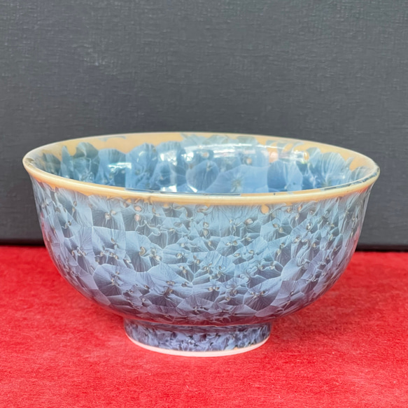 清水焼 花結晶 ふくりん茶碗(小) 灰青 1枚目の画像