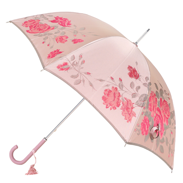【晴雨兼用傘】絵おり バラ ベージュ 3枚目の画像