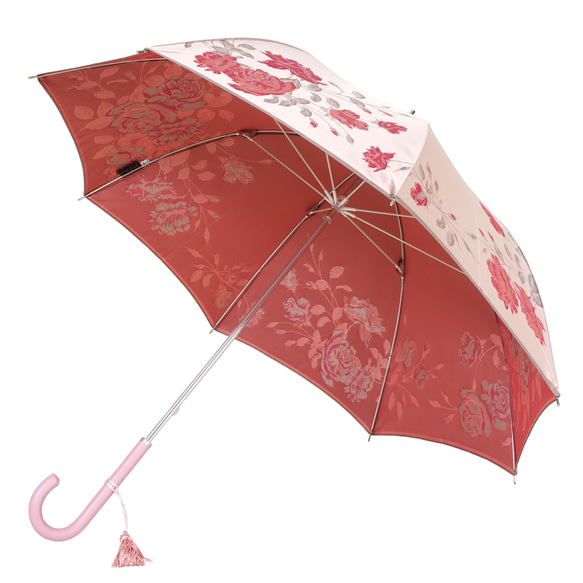 【晴雨兼用傘】絵おり バラ ベージュ 5枚目の画像