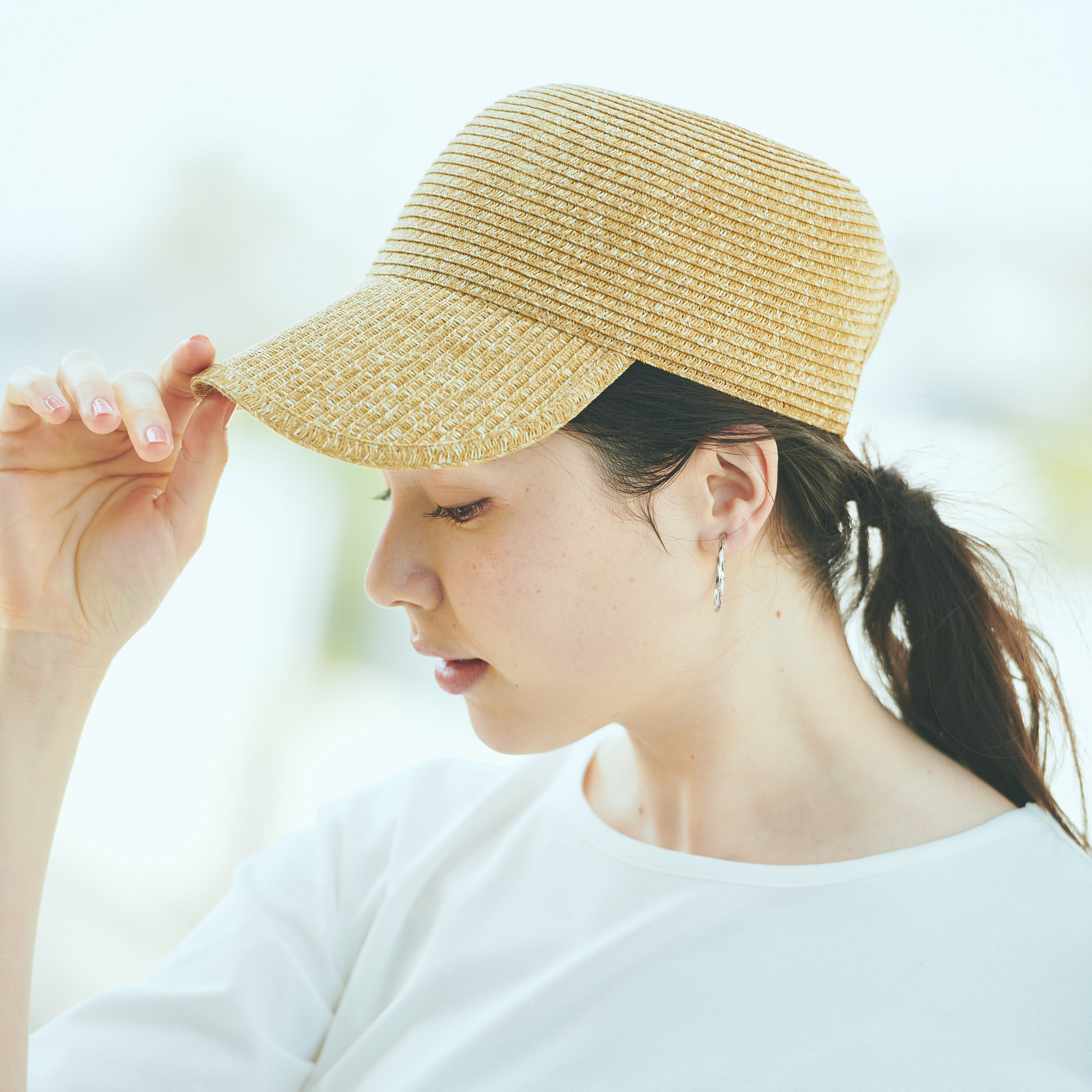 ☆シンプル　キャップ　帽子　ベージュ　紫外線対策　ＵＶ　調節ＯＫ　男女兼用 - 2