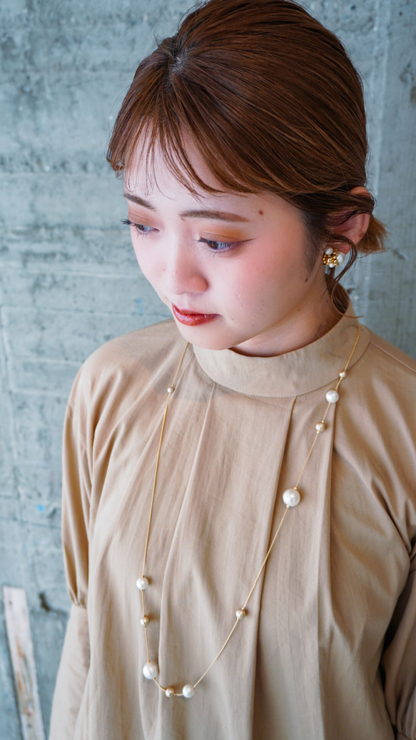 棉珍珠長項鍊 第11張的照片