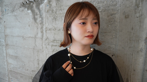 棉珍珠長項鍊 第7張的照片