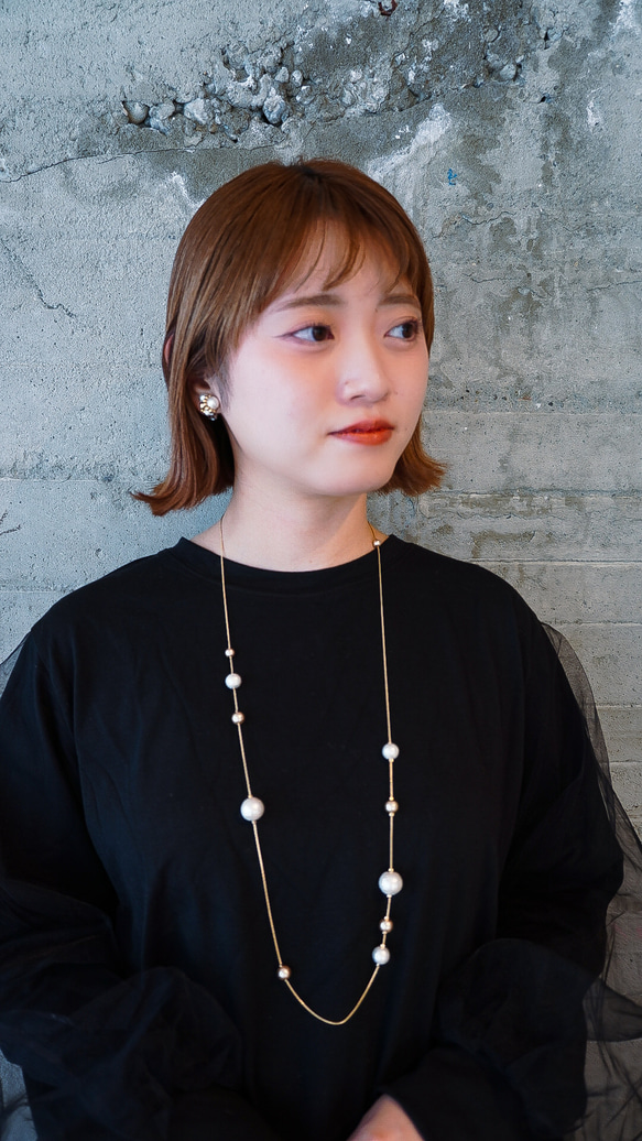 棉珍珠長項鍊 第8張的照片