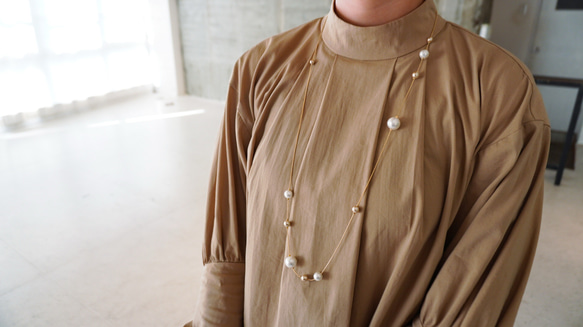 棉珍珠長項鍊 第9張的照片