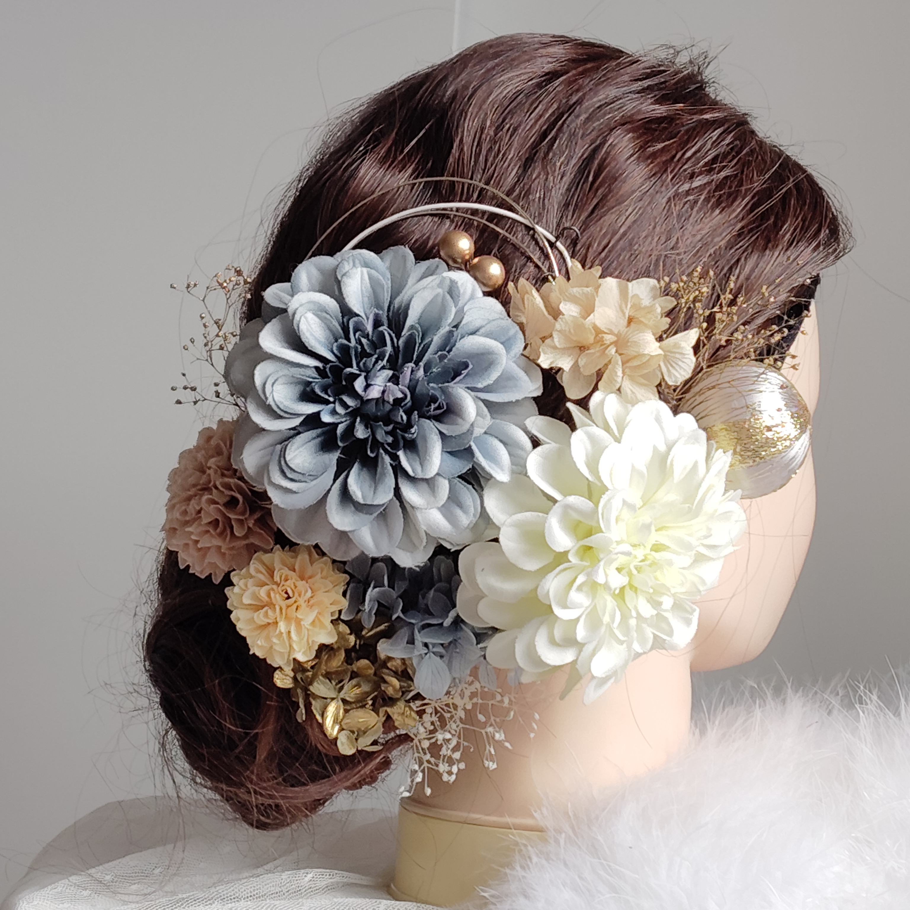 琉花＿＿紅型（びんがた）振袖の髪飾り　卒業式　成人式 　結婚式　髪飾り 　色打掛　振袖　着物　袴　和装　前撮り