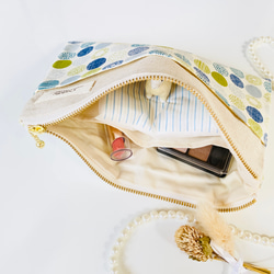 ＊北欧風＊ドット柄＊フラットポーチ＊通帳入れ＊お薬手帳入れ＊20センチファスナー 7枚目の画像