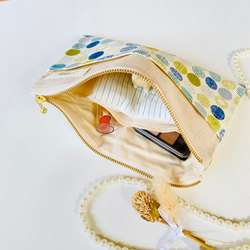 ＊北欧風＊ドット柄＊フラットポーチ＊通帳入れ＊お薬手帳入れ＊20センチファスナー 8枚目の画像