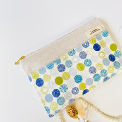 ＊北欧風＊ドット柄＊フラットポーチ＊通帳入れ＊お薬手帳入れ＊20センチファスナー 4枚目の画像