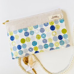 ＊北欧風＊ドット柄＊フラットポーチ＊通帳入れ＊お薬手帳入れ＊20センチファスナー 3枚目の画像