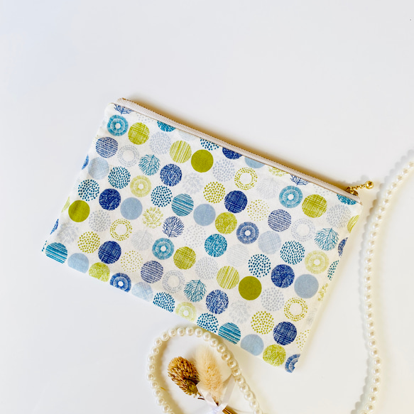 ＊北欧風＊ドット柄＊フラットポーチ＊通帳入れ＊お薬手帳入れ＊20センチファスナー 11枚目の画像
