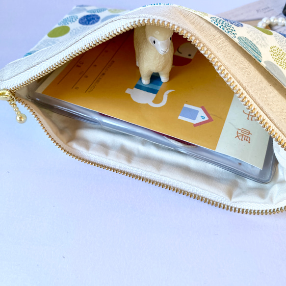 ＊北欧風＊ドット柄＊フラットポーチ＊通帳入れ＊お薬手帳入れ＊20センチファスナー 9枚目の画像