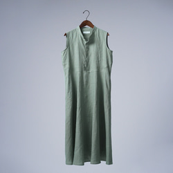 【wafu】Linen dress  リネンワンピーススタンドカラー ドレス / 青磁鼠 a019e-snz1 11枚目の画像