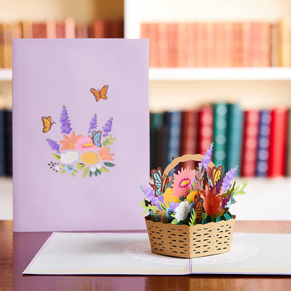 ポップアップグリーティングカード　Flower Basket 1枚目の画像