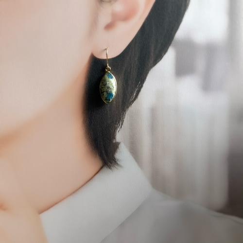 残り1点】希少石ヒマラヤ産K2アズライトのピアス/イヤリング  