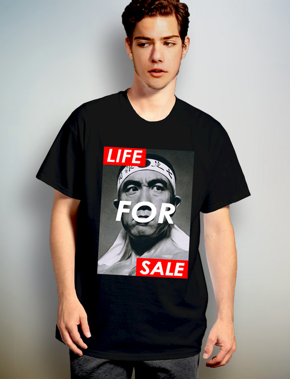 LIFE FOR SALE　REDBOX　三島由紀夫　ブラックTシャツ【 インクジェット 】 2枚目の画像