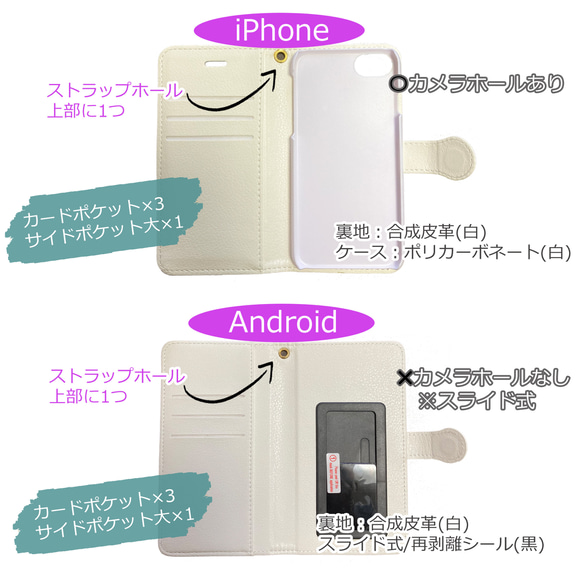 【再販】iPhone16e 16 15 14 13 12 手帳型スマホケース　変形　ドット　水玉　2カラー 6枚目の画像