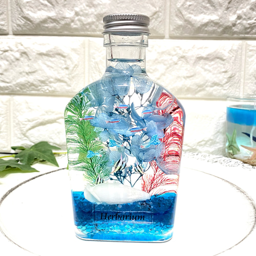 アクアハーバリウム 熱帯魚② ウイスキーボトル ハーバリウム・植物  
