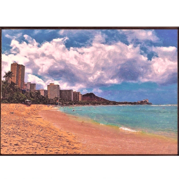 【送料無料】南国の風景☆HAWAII  No.399   フレーム付  A4サイズ 2枚目の画像