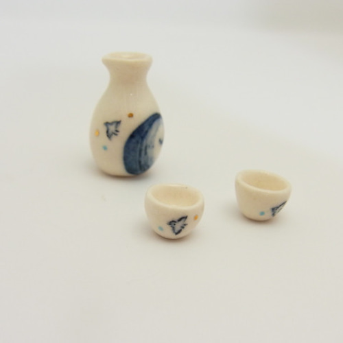 再販・ミニチュア！「徳利とお猪口（千鳥）」 立体・オブジェ